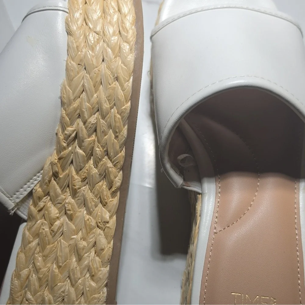 Time And Tru‎ Women's White Synthetic Wedge Slide Sandals Size 8.5
